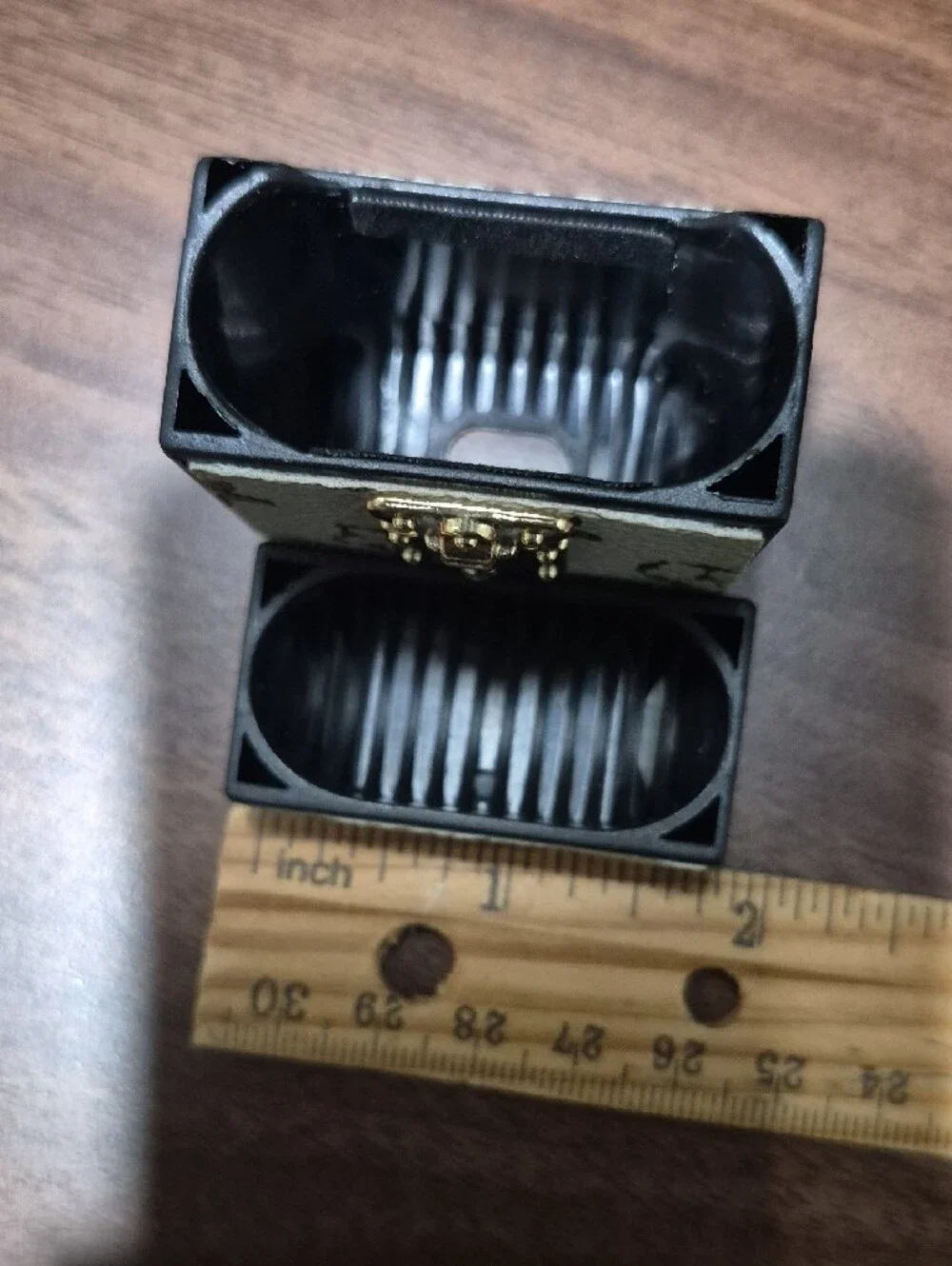 Beige Monogram-Patterned AirPods Case with Gold Lock Accent